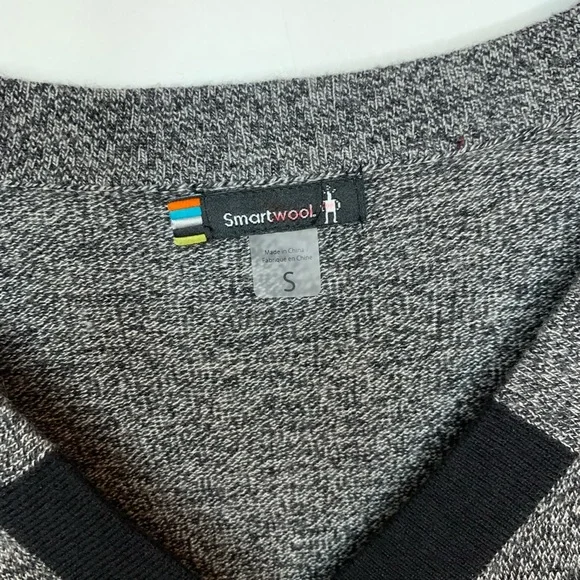 Smartwool Shadow Pine Tunic Sweater Women’s Small Black Moonbeam Marl V Neck - Picture 4 of 7